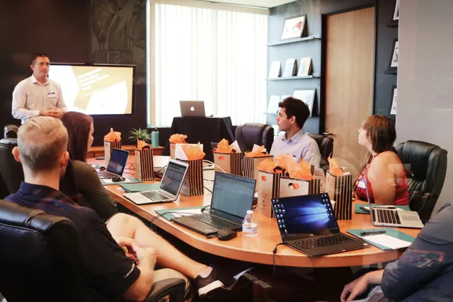 Startup team presenting a business plan