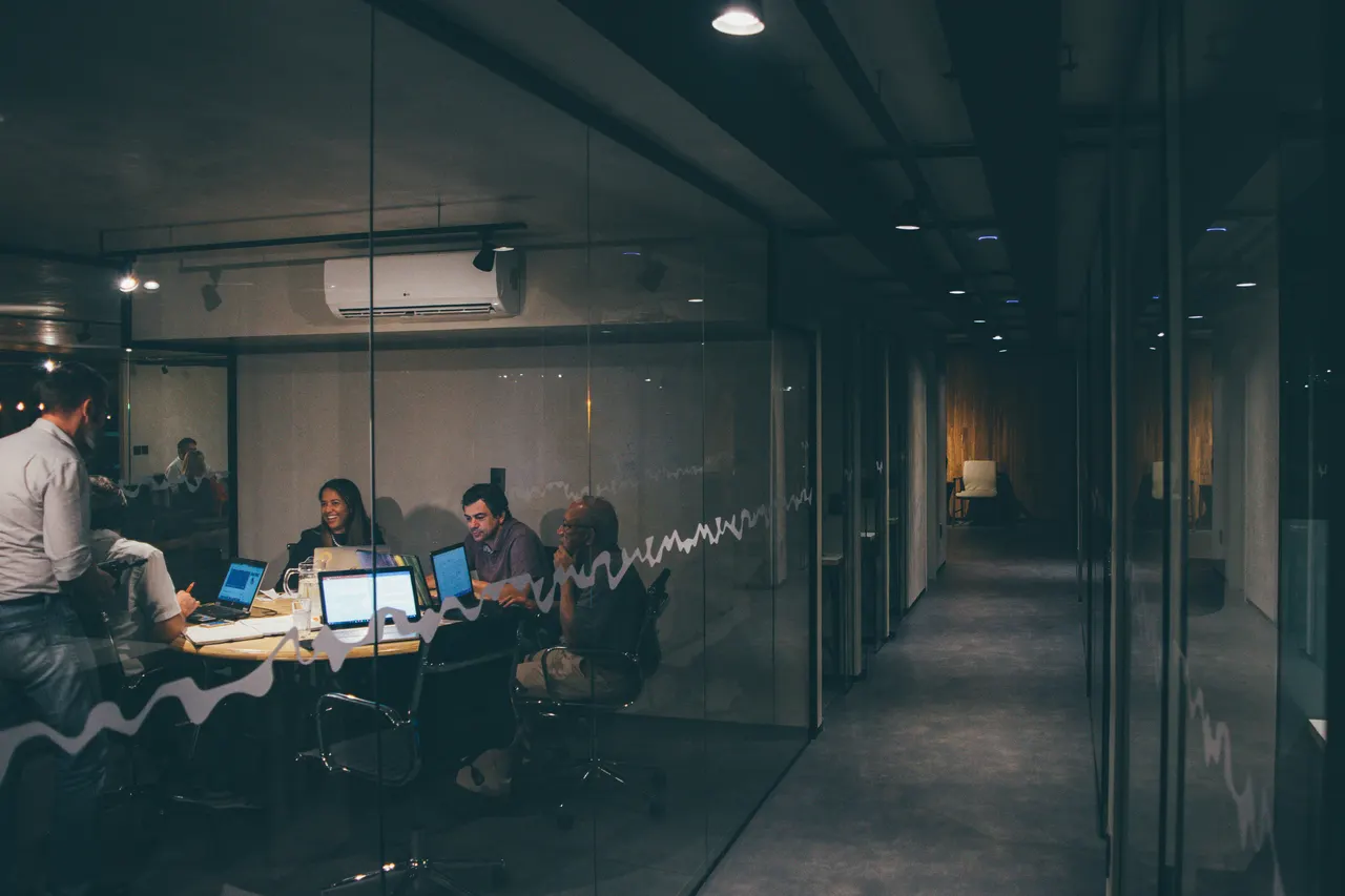 Startup team working together in a contemporary studio